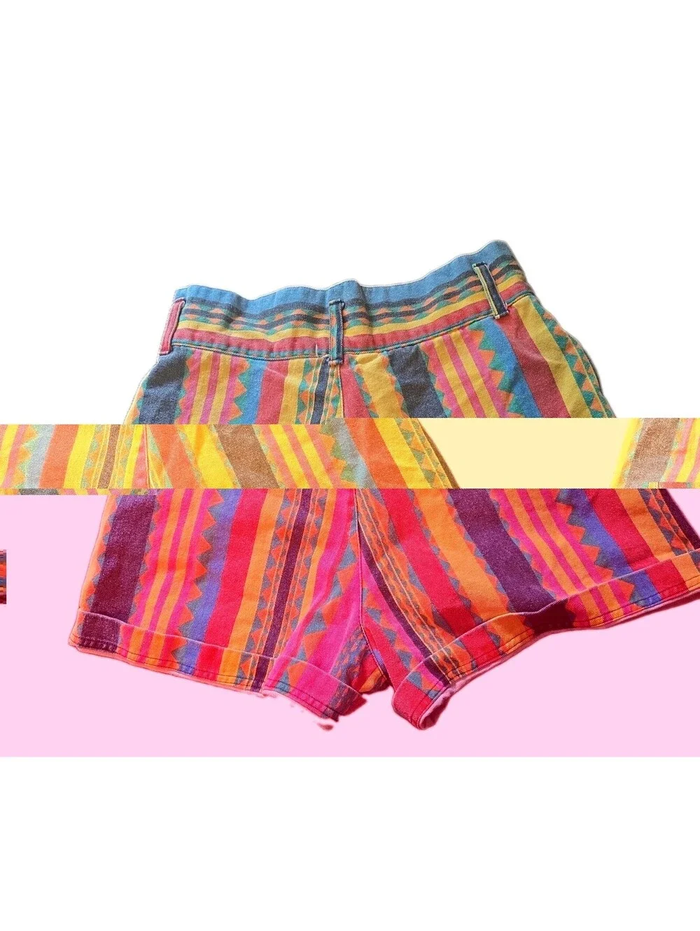 Vtg Womens Aztec High Rise Shorts Colorful Festival Palmettos 28